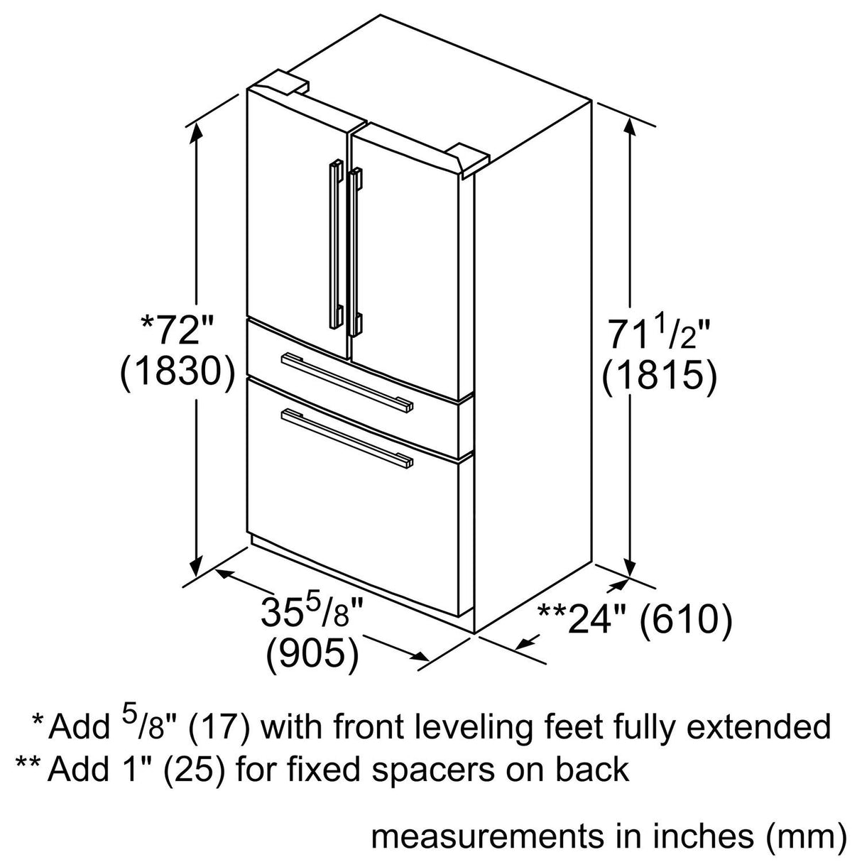 800 Series French Door Bottom Mount Refrigerator 36" Stainless steel (with anti-fingerprint) - (B36CL80SNS)