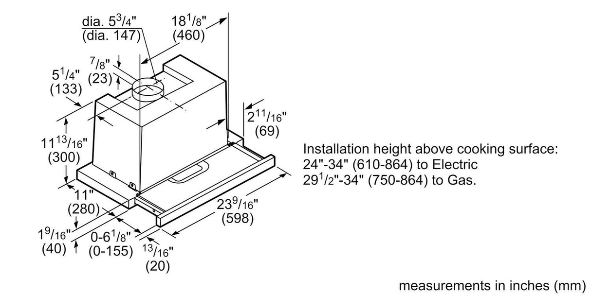 500 Series Pull-out Hood Stainless Steel - (HUI54452UC)