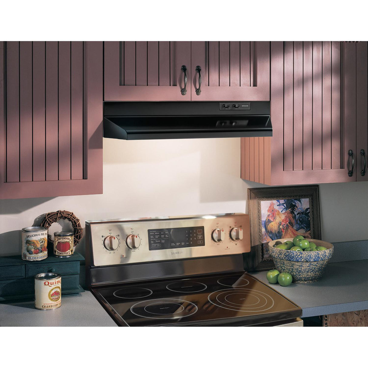 Broan(R) 30-Inch Under-Cabinet Range Hood w/ Easy Install System, 230 Max Blower CFM, Black - (BUEZ230BL)