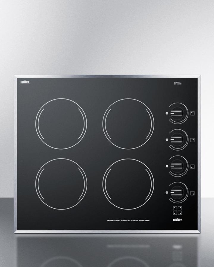 24" Wide 230v 4-burner Radiant Cooktop - (CR424BL)