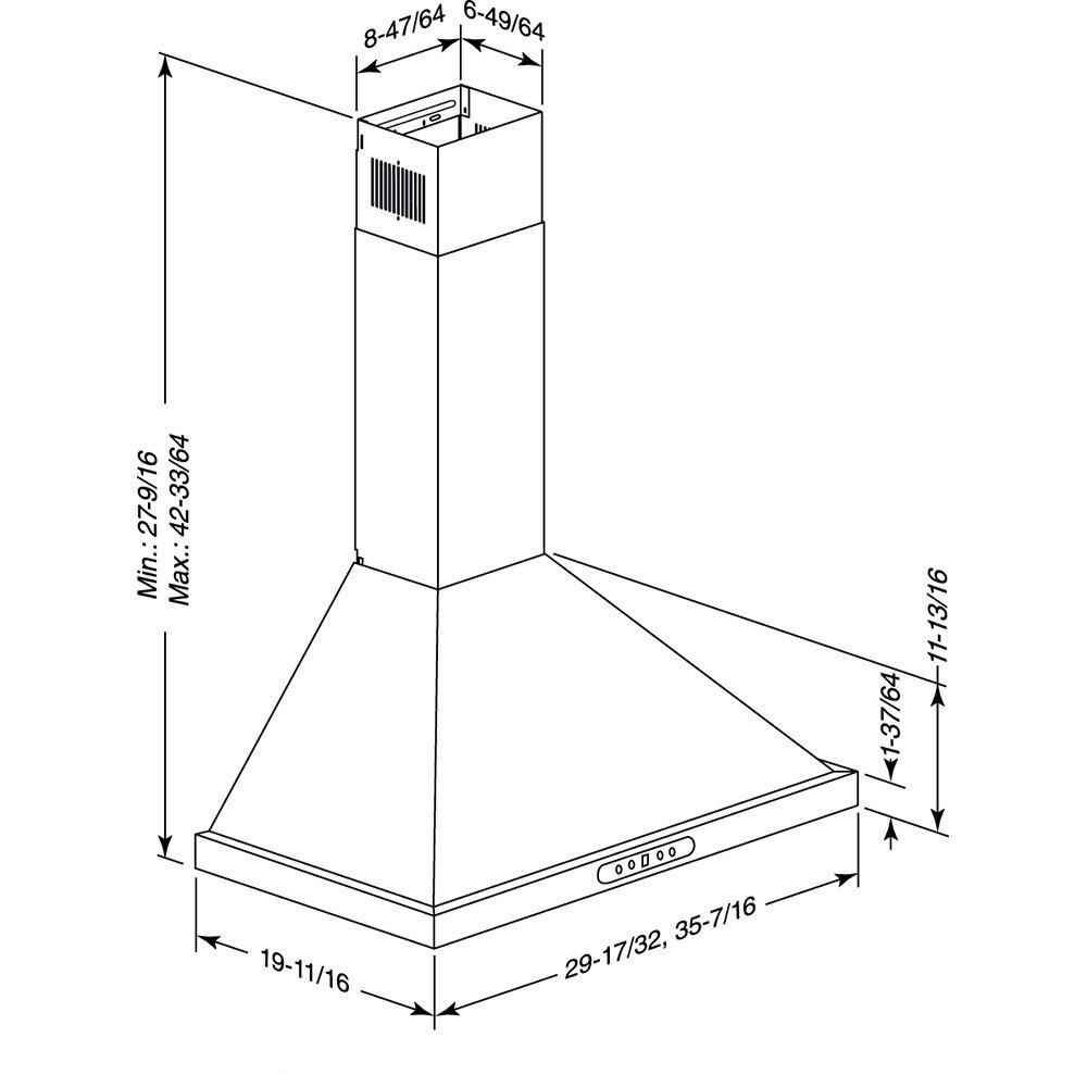 Broan(R) Elite 30-Inch Pyramidal Chimney Range Hood, 640 Max Blower CFM, Stainless Steel - (EWP1306SS)