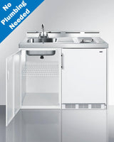 48" Wide All-in-one Kitchenette, No Plumbing Needed - (C48ELGLASSPUMP)