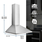 Broan(R) 30-Inch Convertible Wall-Mount Pyramidal Chimney Range Hood, 450 Max CFM, Stainless Steel - (BWP1304SS)