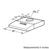 300 Series, 36" Under-cabinet Hood, 280 CFM, Incandescent lights, Stnls - (DUH36152UC)