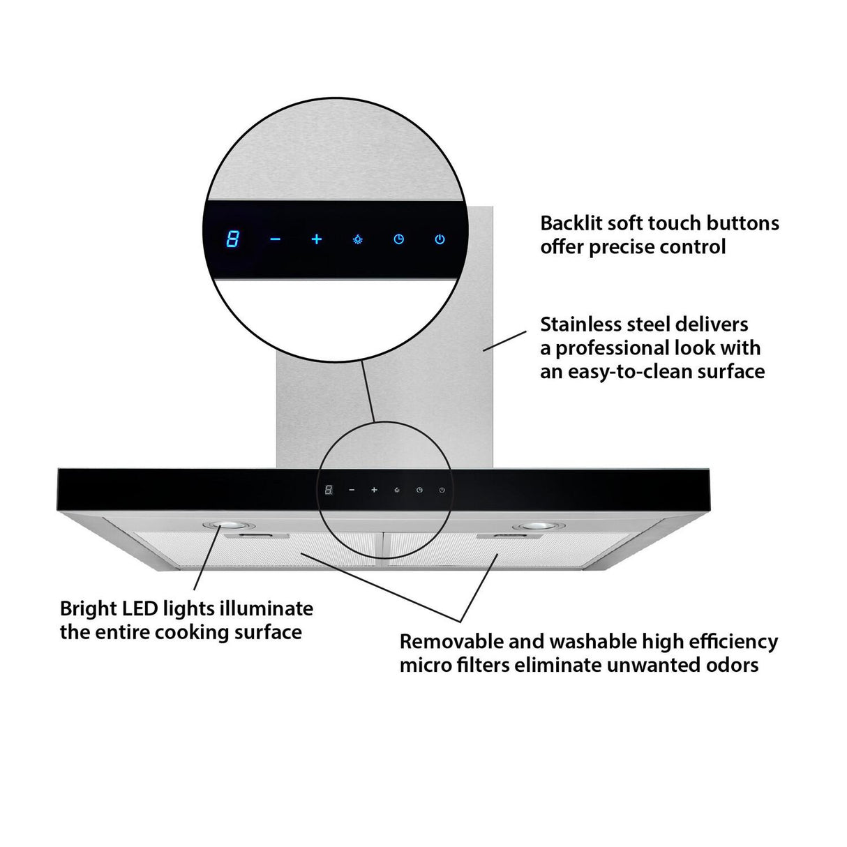 Broan(R) 30-Inch Convertible Wall-Mount T-Style Chimney Range Hood, 450 Max CFM, Stainless Steel - (BWT1304SS)