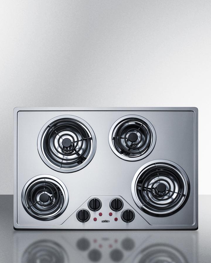 30" Wide 230v 4-burner Coil Cooktop - (CR430SS)