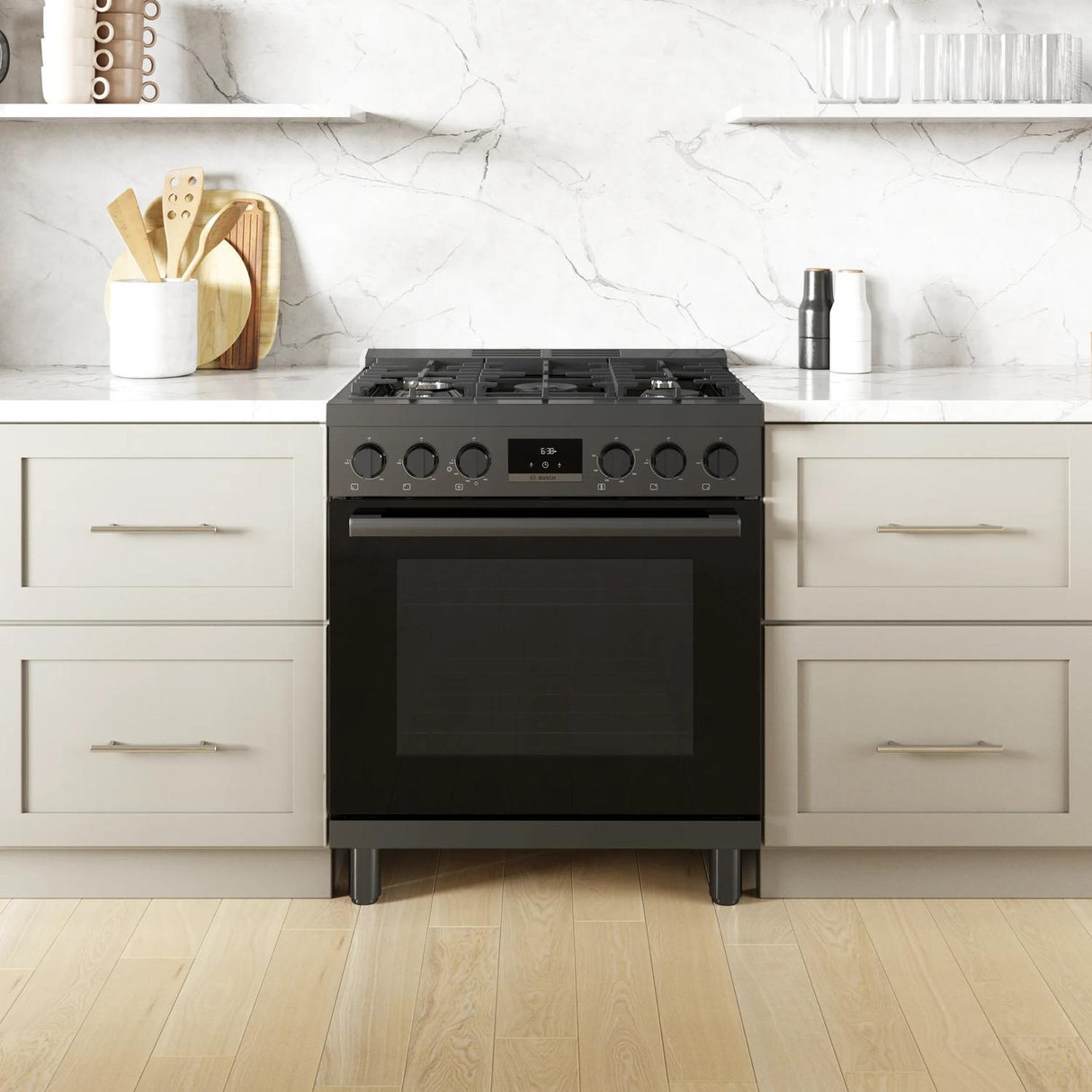 800 Series Gas Freestanding Range 30" Black Stainless Steel - (HGS8045UC)