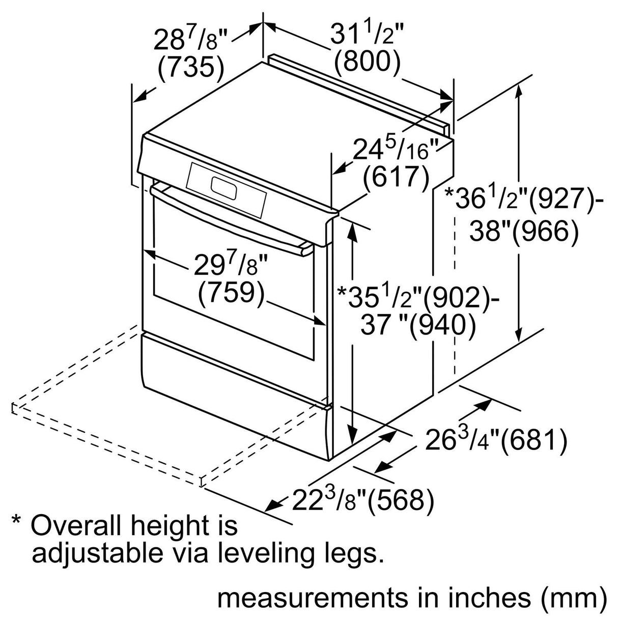 800 Series Induction Slide-in Range 30" Stainless Steel - (HII8057U)