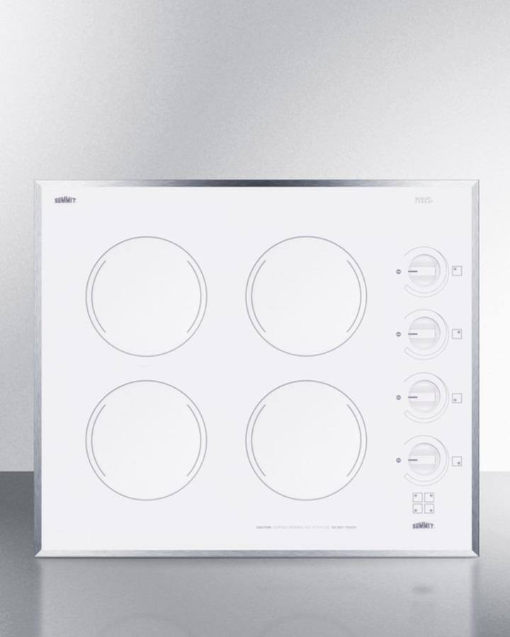 24" Wide 230v 4-burner Radiant Cooktop - (CR424WH)