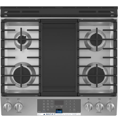 GE(R) 30" Slide-In Front-Control Convection Gas Range with No Preheat Air Fry - (JGS760SPSS)