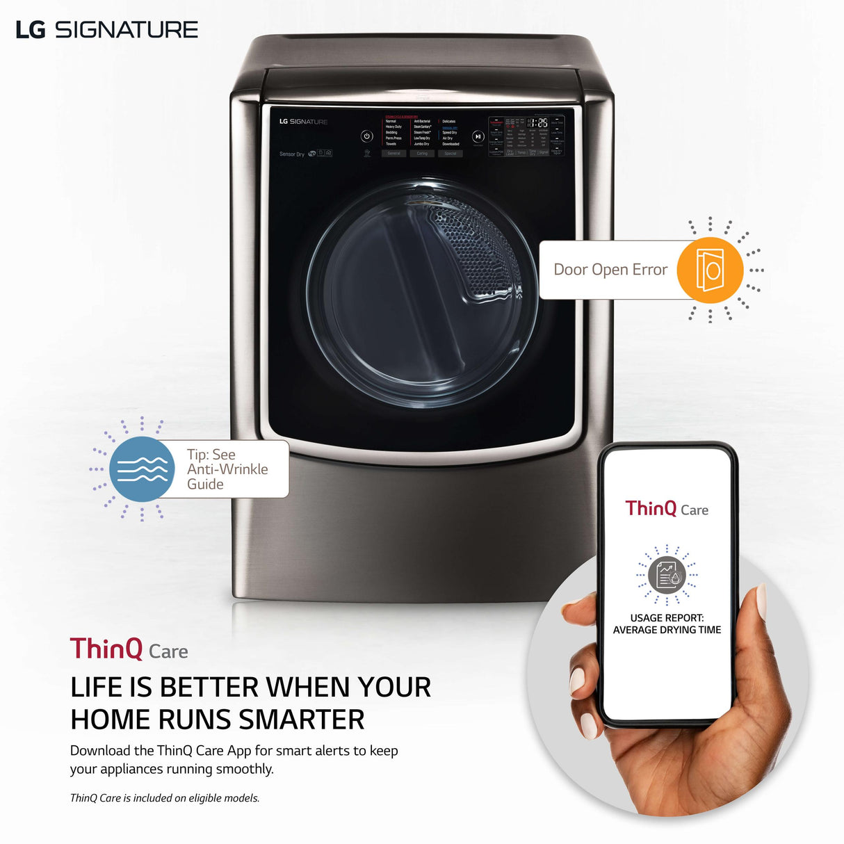 LG SIGNATURE 9.0 cu. ft. Large Smart wi-fi Enabled Gas Dryer w/ TurboSteam(TM) - (DLGX9501K)