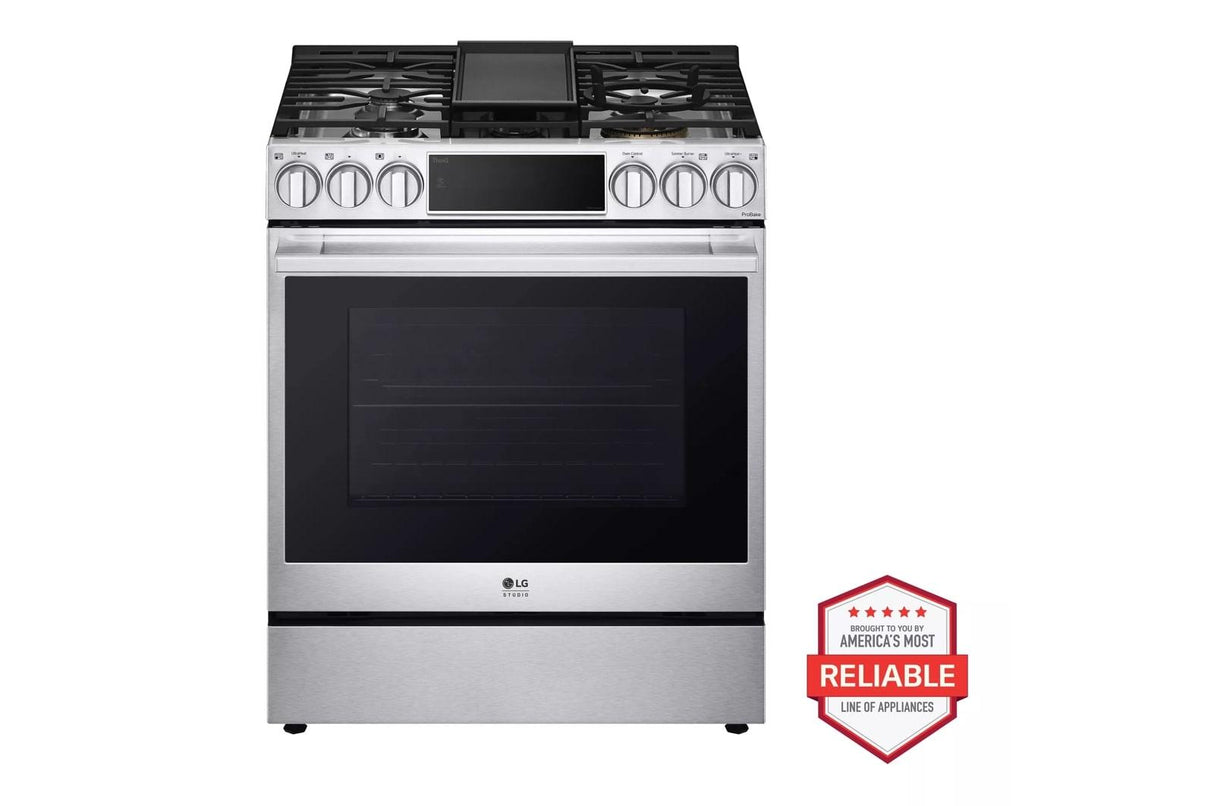 LG STUDIO 6.3 cu. ft. Smart wi-fi Dual Fuel Slide-in Range with ProBake Convection(R) and EasyClean(R) - (LSDS6338F)