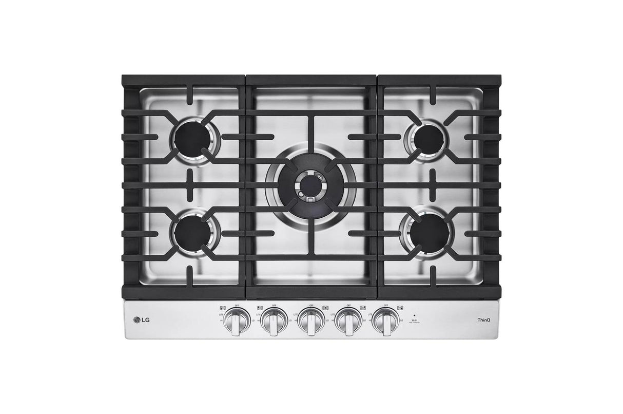 30" Smart Gas Cooktop with UltraHeat(TM) 22K BTU Dual Burner and LED Knobs - (CBGJ3027S)