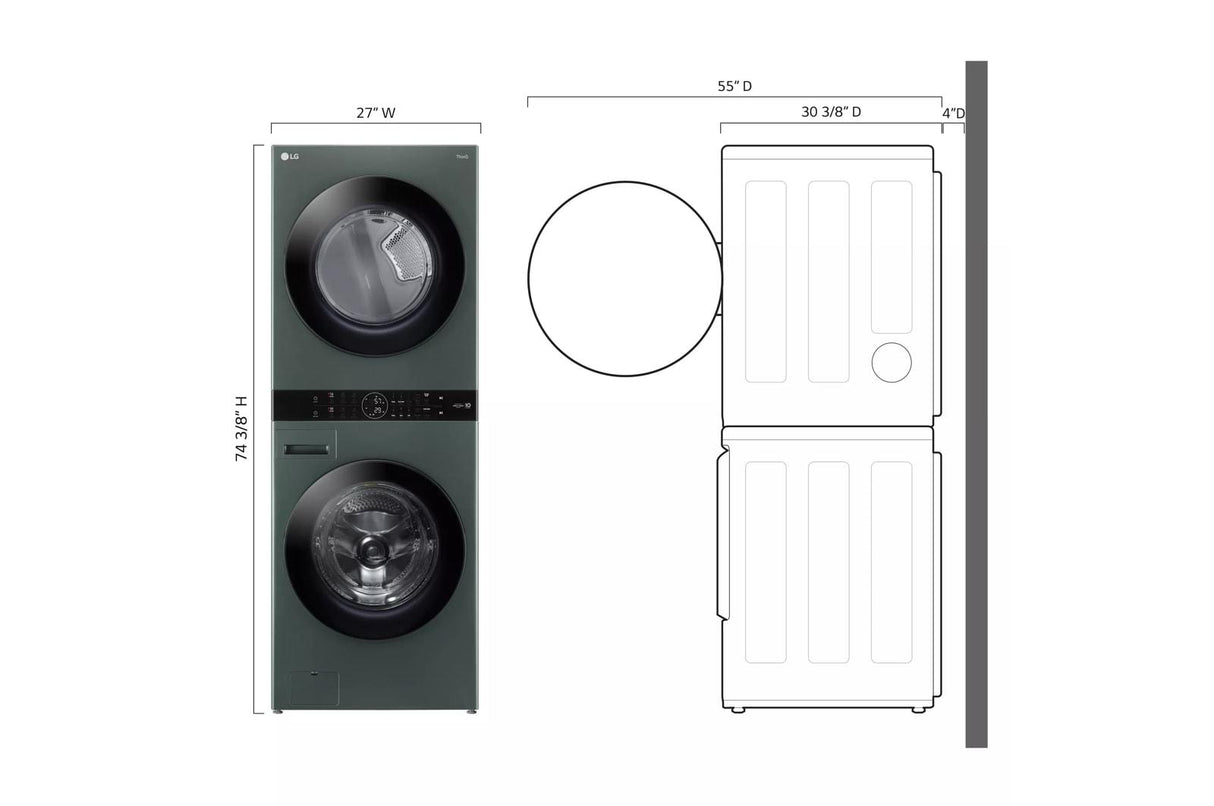 Single Unit Front Load LG WashTower(TM) with Center Control(TM) 4.5 cu. ft. Washer and 7.4 cu. ft. Electric Dryer - (WKEX200HGA)