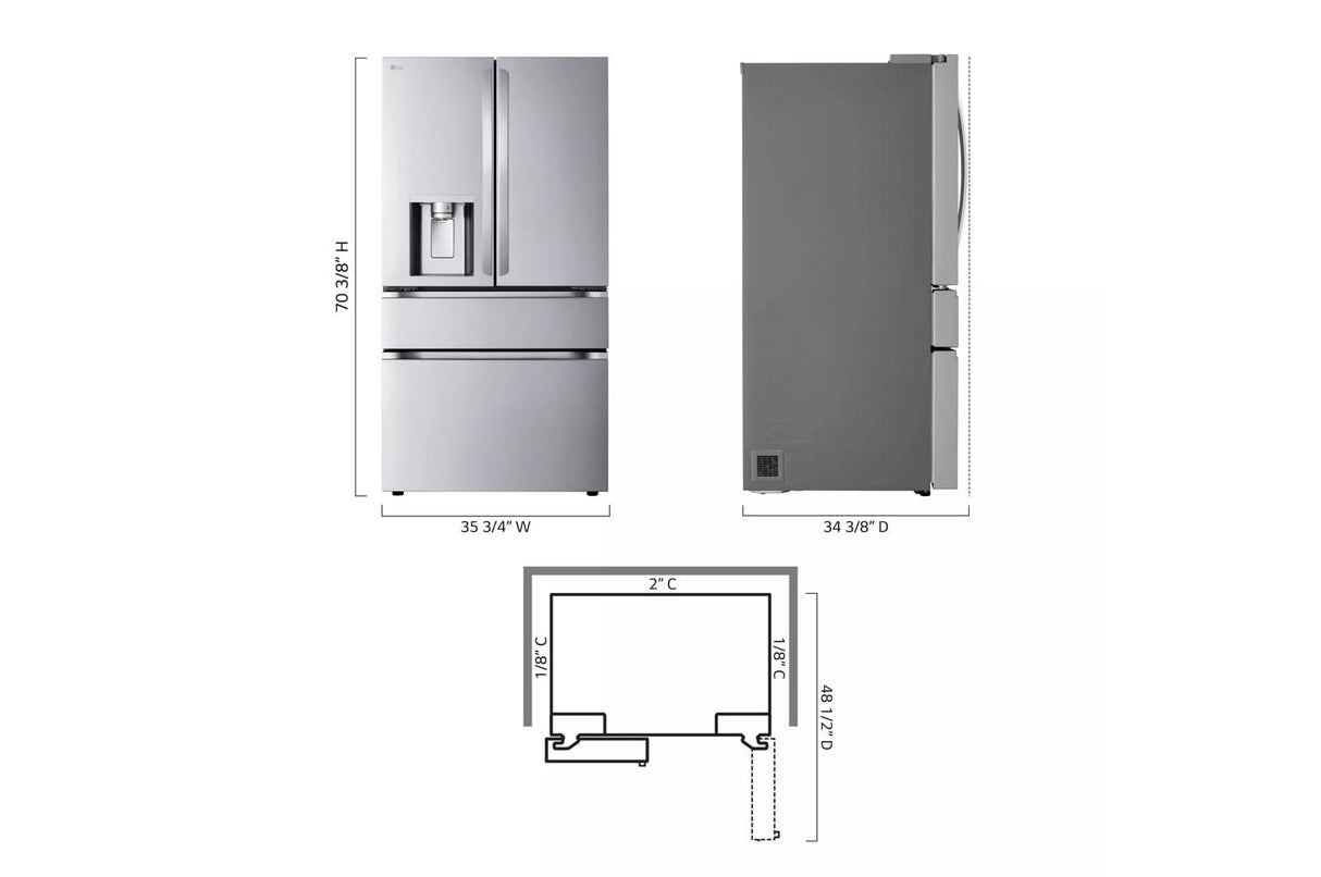 29 cu. ft. Smart Standard-Depth MAX(TM) 4-Door French Door Refrigerator with Full-Convert Drawer(TM) - (LF29H8330S)