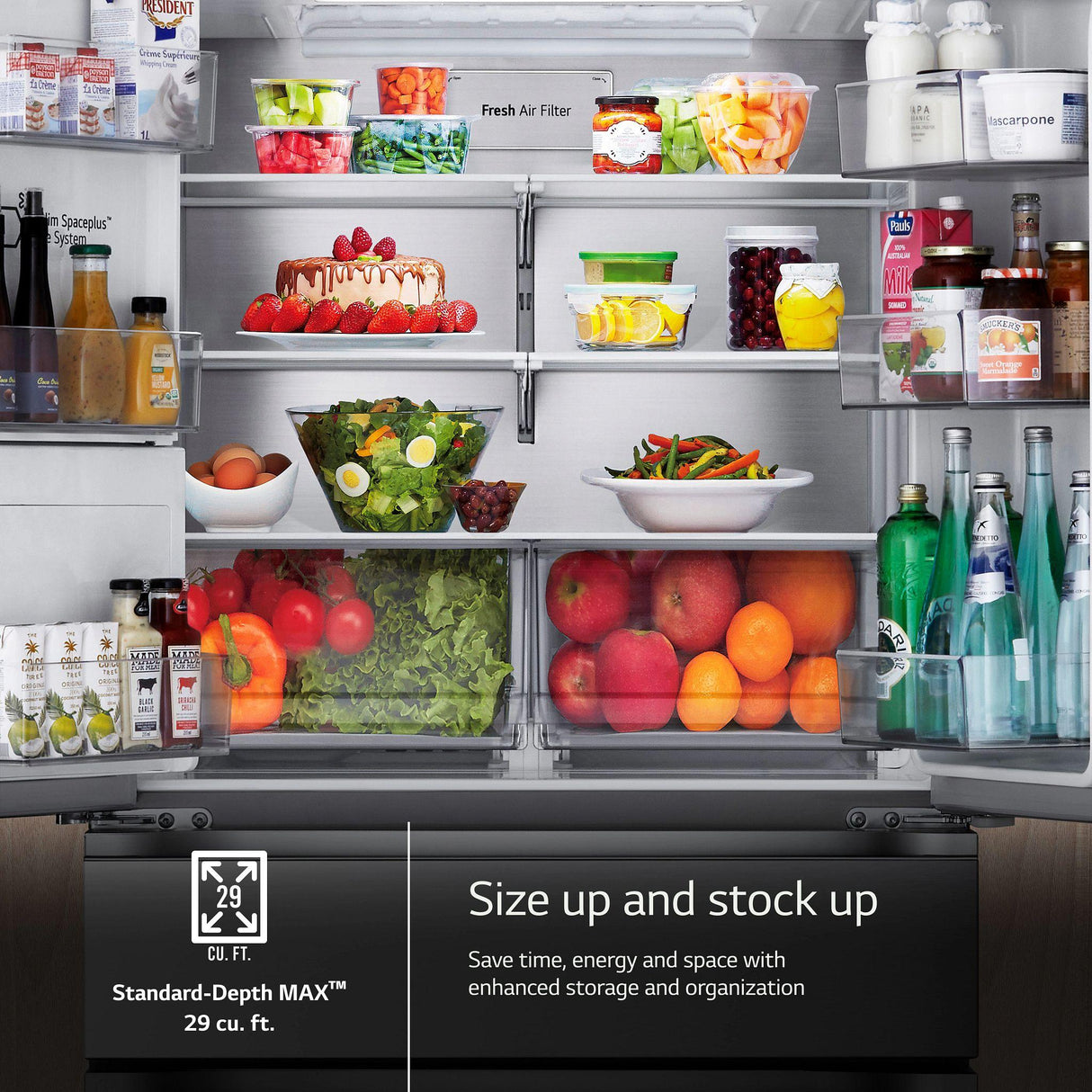 29 cu. ft. Smart Standard-Depth MAX(TM) 4-Door French Door Refrigerator with Full-Convert Drawer(TM) - (LF29H8330S)