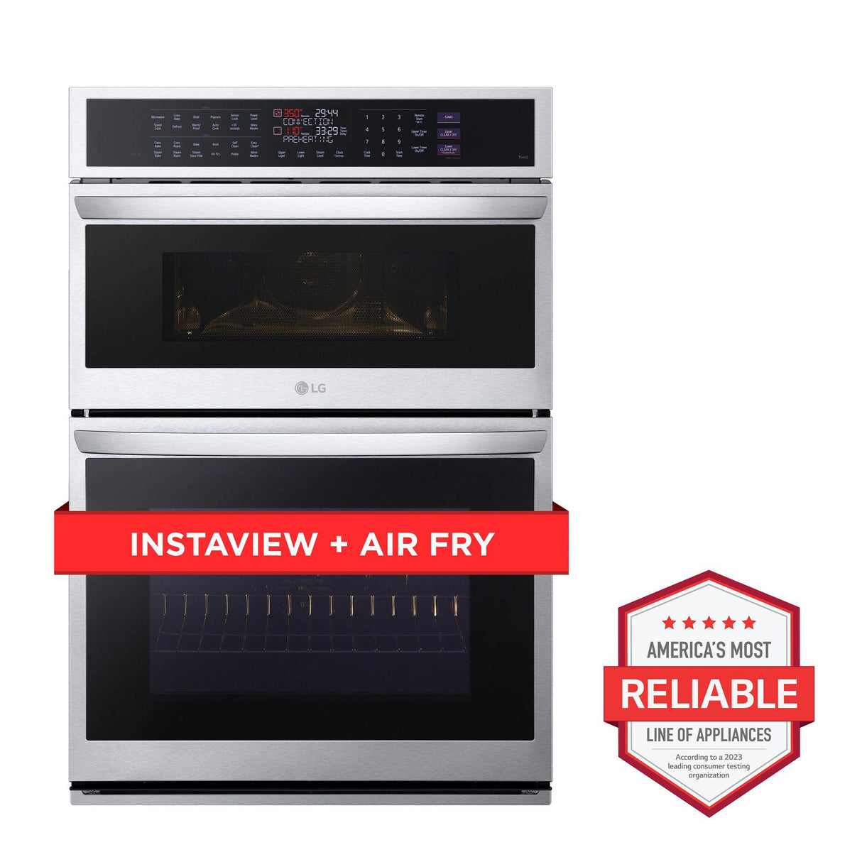 1.7/4.7 cu. ft. Smart Combination Wall Oven with InstaView(R), True Convection, Air Fry, and Steam Sous Vide - (WCEP6427F)