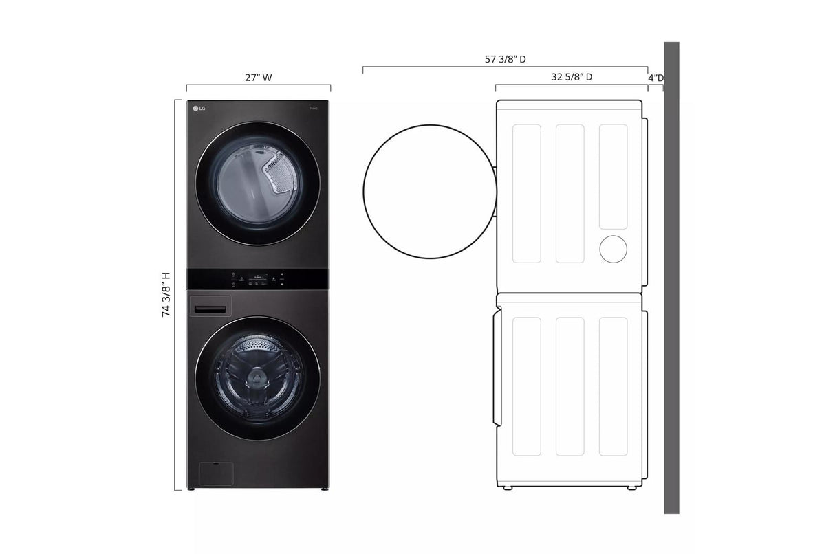 Single Unit Front Load LG WashTower(TM) with Center Control(R) 5.0 cu.ft. Washer & 7.4 cu.ft. Gas Dryer - (WKGX301HBA)