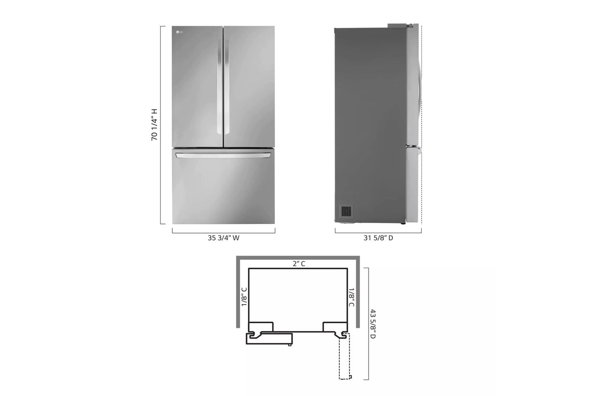 27 cu. ft. Smart Counter-Depth MAX(TM) French Door Refrigerator - (LRFLC2706S)