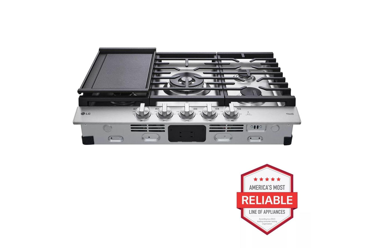 30" Smart Gas Cooktop with UltraHeat(TM) 22K BTU Dual Burner and LED Knobs - (CBGJ3027S)