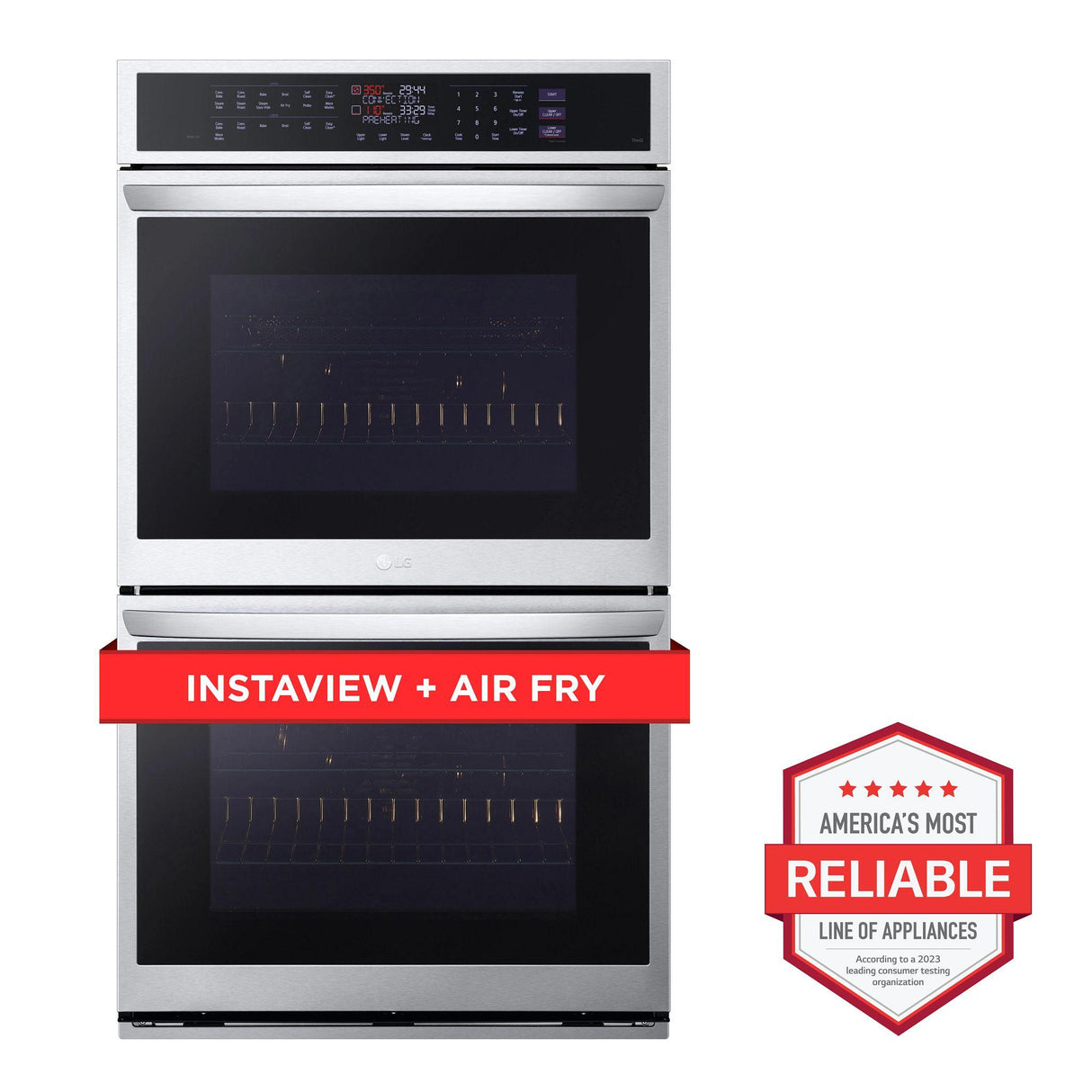 9.4 cu. ft. Smart Double Wall Oven with InstaView(R), True Convection, Air Fry, and Steam Sous Vide - (WDEP9427F)