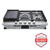 30" Smart Gas Cooktop with UltraHeat(TM) 22K BTU Dual Burner and LED Knobs - (CBGJ3027S)