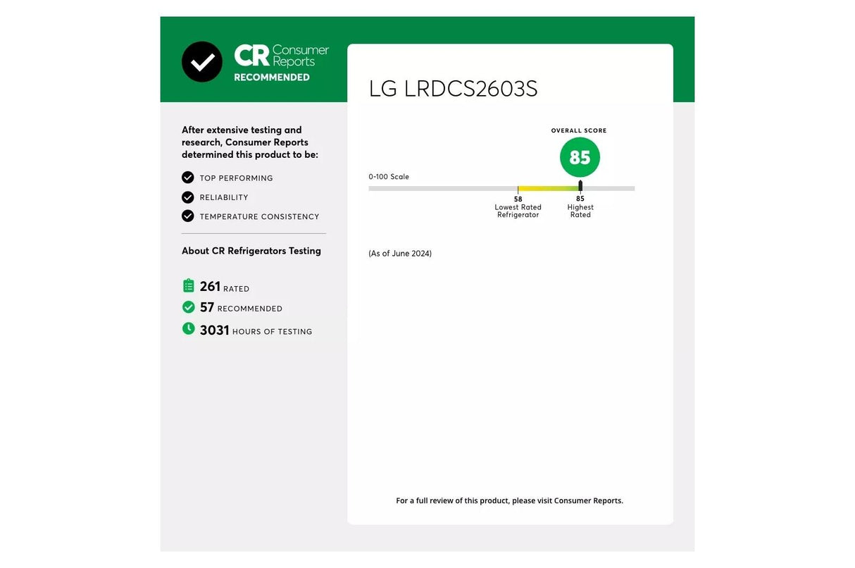 26 cu. ft. Bottom Freezer Refrigerator - (LRDCS2603S)