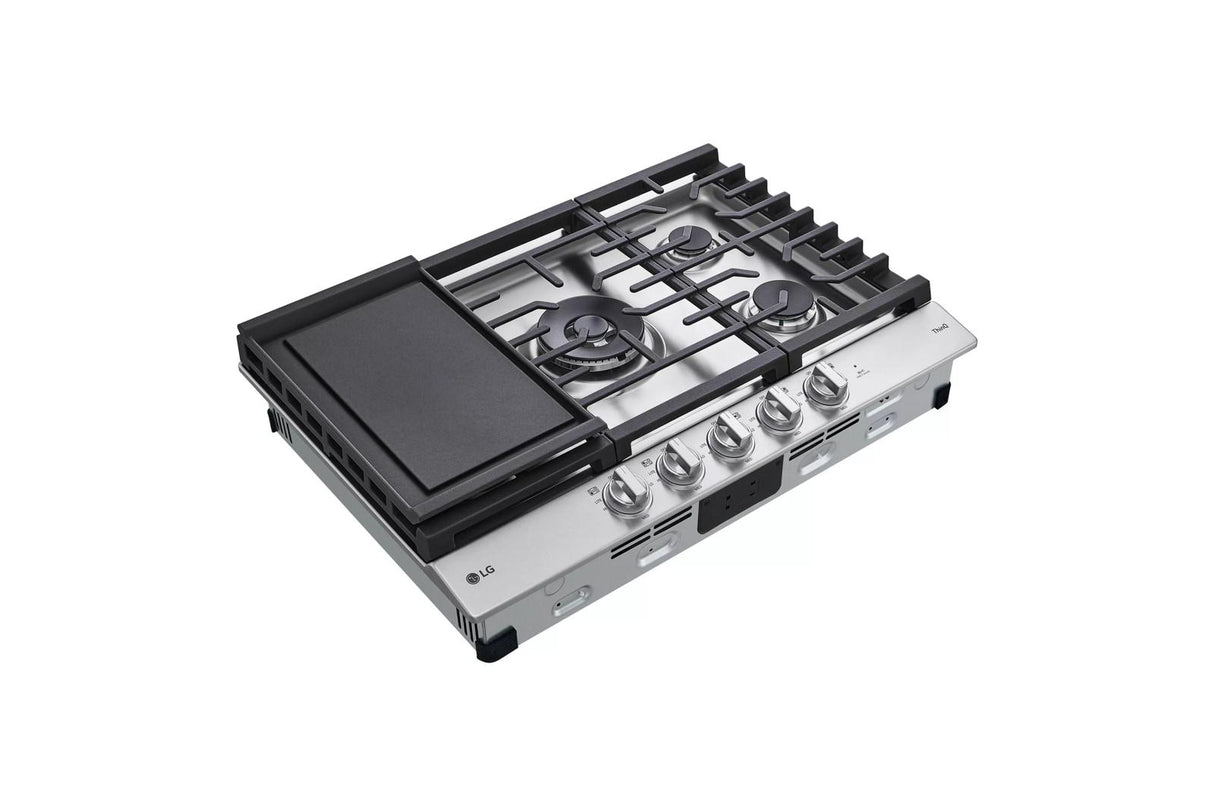 30" Smart Gas Cooktop with UltraHeat(TM) 22K BTU Dual Burner and LED Knobs - (CBGJ3027S)