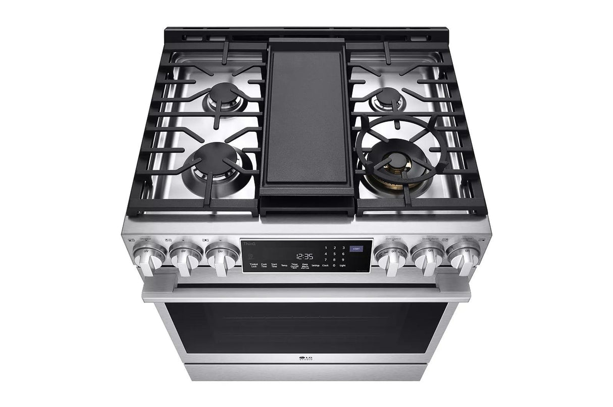 LG STUDIO 6.3 cu. ft. Smart wi-fi Dual Fuel Slide-in Range with ProBake Convection(R) and EasyClean(R) - (LSDS6338F)