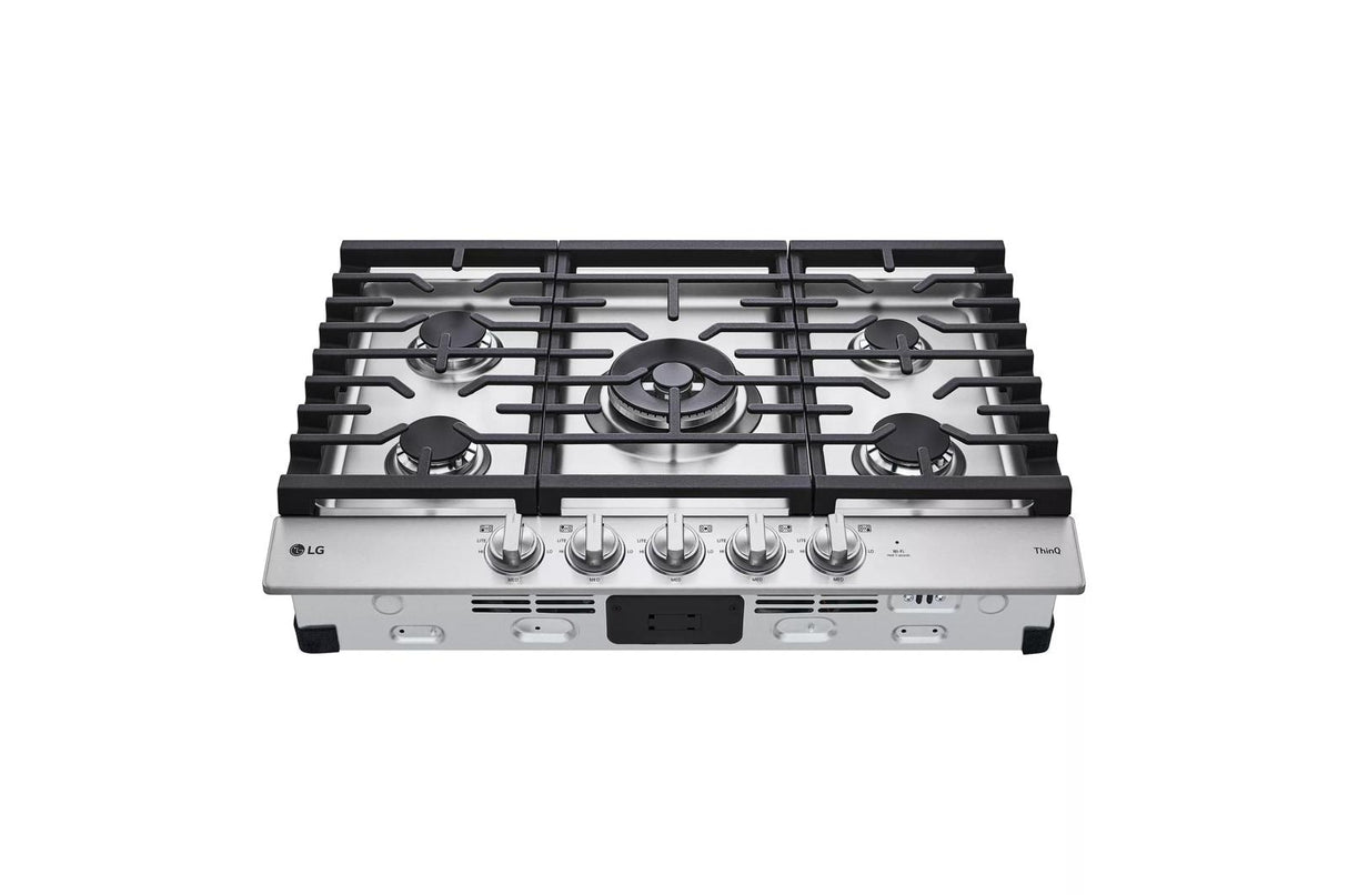 30" Smart Gas Cooktop with UltraHeat(TM) 22K BTU Dual Burner and LED Knobs - (CBGJ3027S)