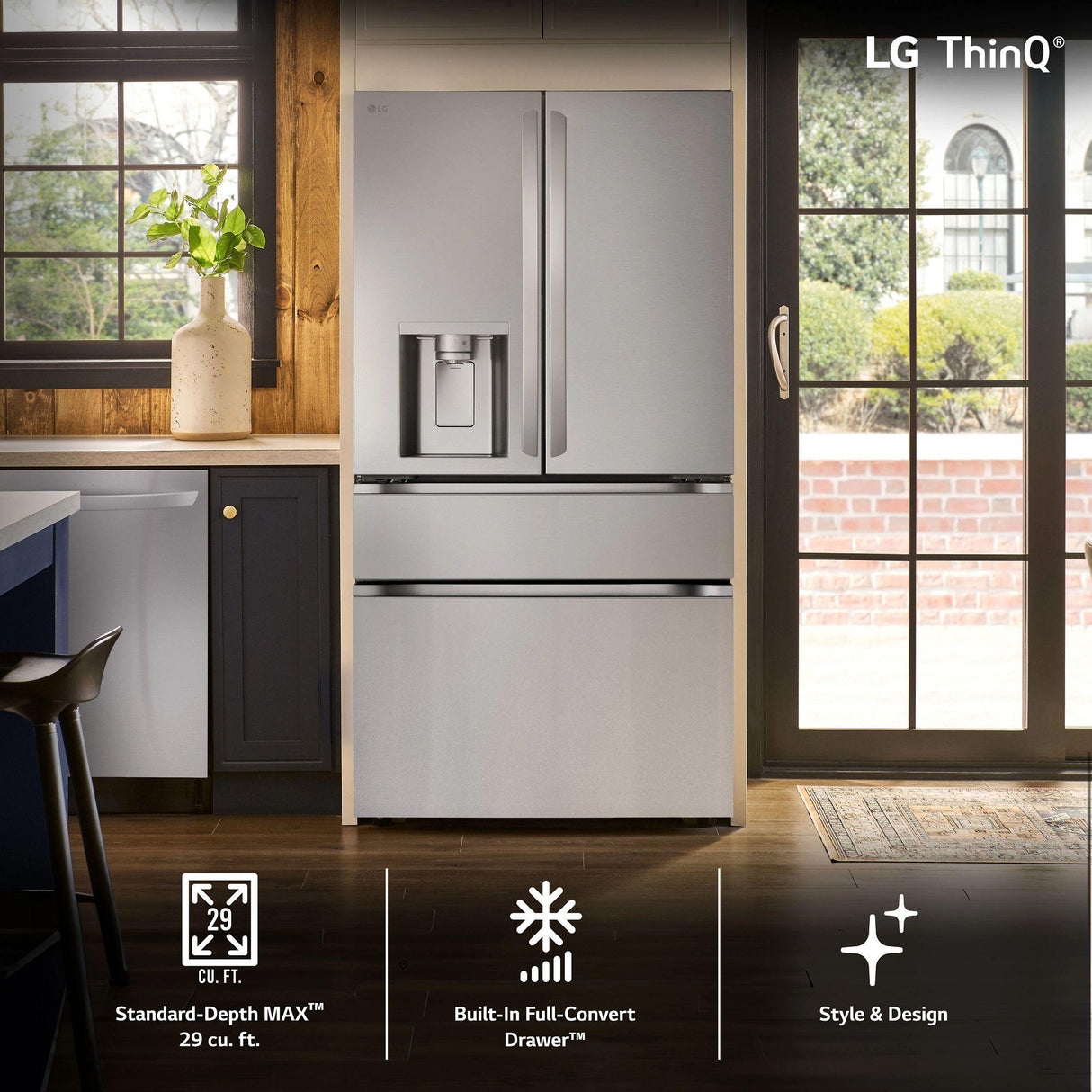 29 cu. ft. Smart Standard-Depth MAX(TM) 4-Door French Door Refrigerator with Full-Convert Drawer(TM) - (LF29H8330S)