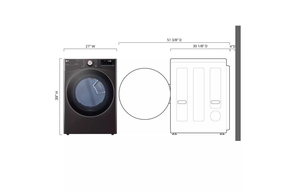 7.4 cu. ft. Ultra Large Capacity Smart wi-fi Enabled Front Load Electric Dryer with TurboSteam(TM) and Built-In Intelligence - (DLEX4000B)