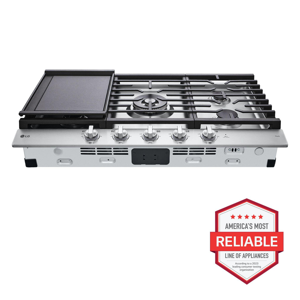 36" Smart Gas Cooktop with UltraHeat(TM) 22K BTU Dual Burner and LED Knobs - (CBGJ3627S)