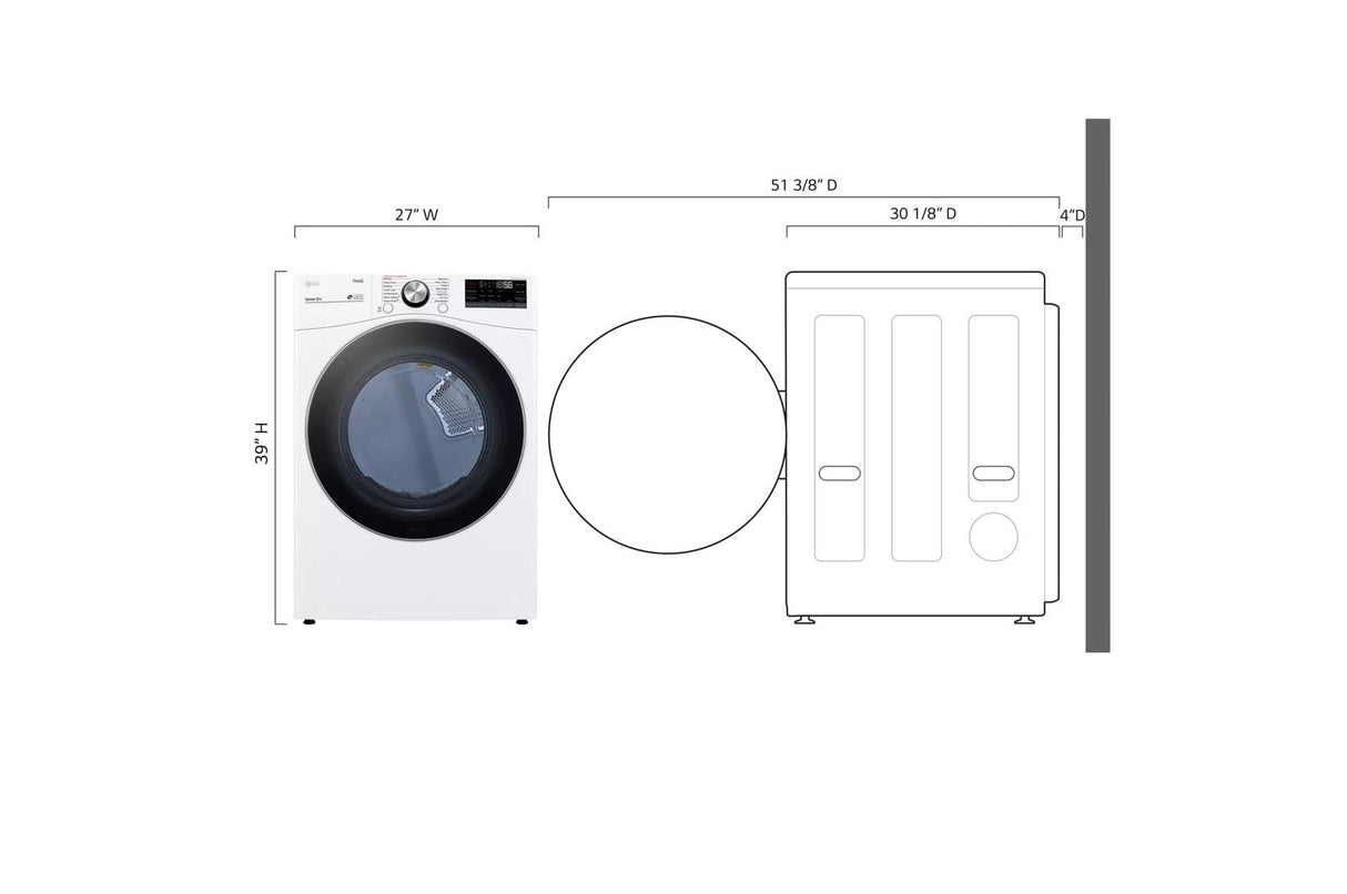 7.4 cu. ft. Ultra Large Capacity Smart wi-fi Enabled Front Load Electric Dryer with TurboSteam(TM) and Built-In Intelligence - (DLEX4200W)