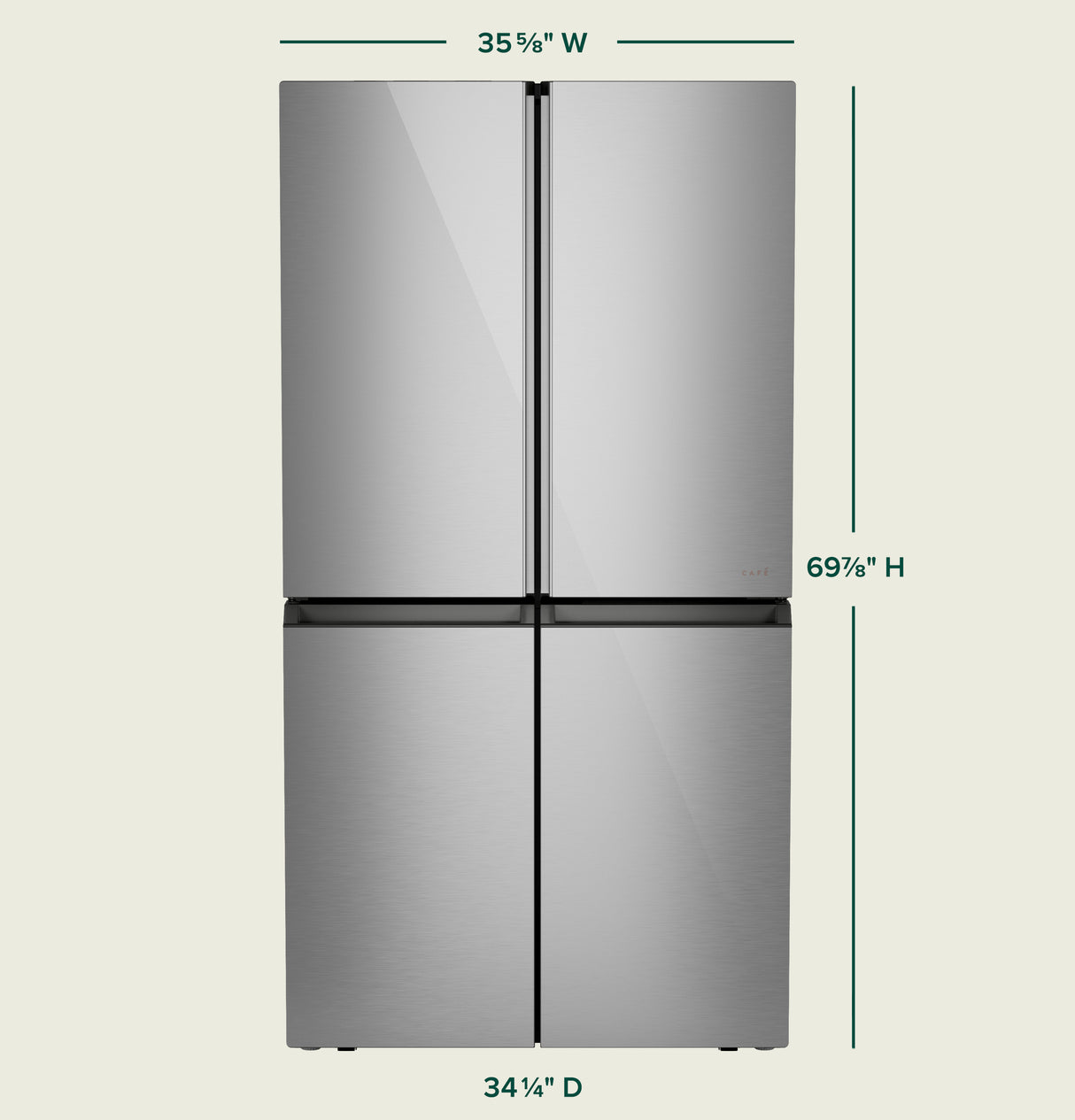 Caf(eback)(TM) ENERGY STAR(R) 27.4 Cu. Ft. Smart Quad-Door Refrigerator in Platinum Glass with Dual-Dispense AutoFill Pitcher - (CAE28DM5TS5)