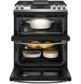 GE(R) 30" Slide-In Front Control Gas Double Oven Range - (JGSS86SPSS)