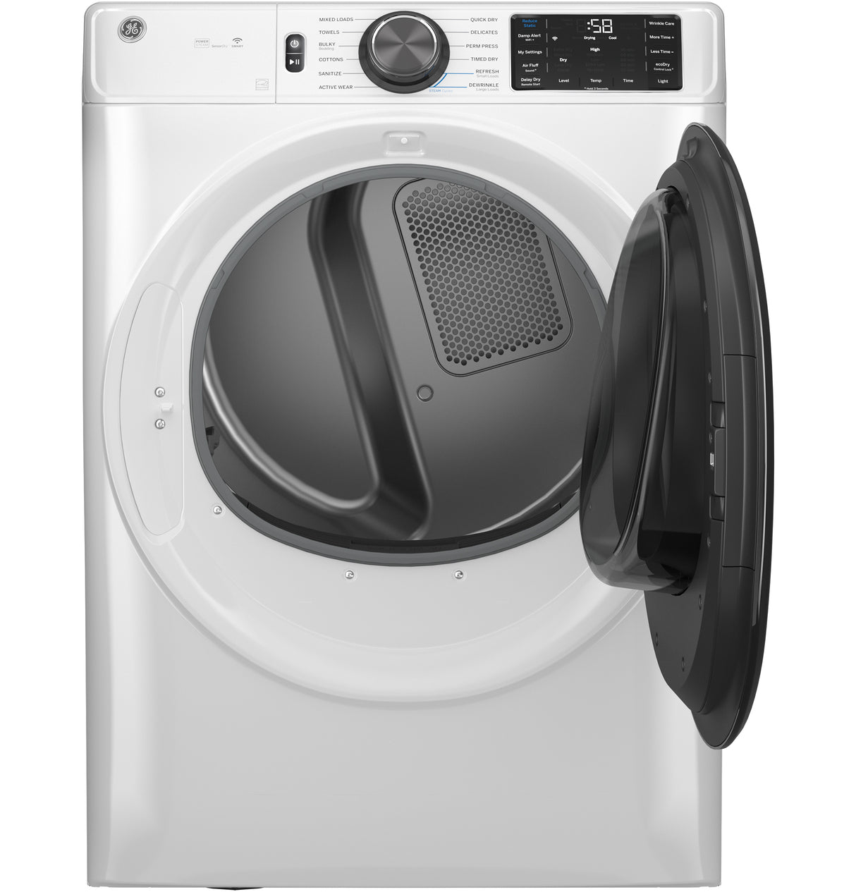 GE(R) ENERGY STAR(R) 7.8 cu. ft. Capacity Smart Front Load Electric Dryer with Steam and Sanitize Cycle - (GFD65ESSVWW)