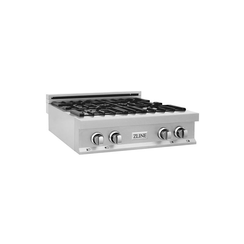 ZLINE 30 in. Porcelain Rangetop in DuraSnow Stainless Steel with 4 Gas Burners (RTS-30) Available with Brass Burners [Color: DuraSnow Stainless Steel] - (RTS30)