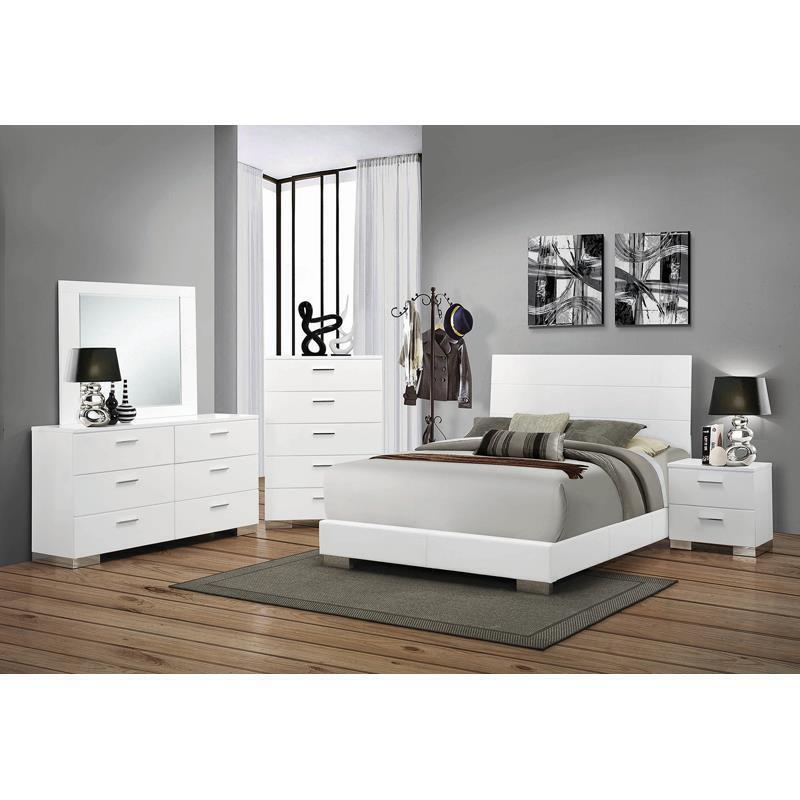 Felicity 6-piece California King Bedroom Set Glossy White - (203501KWS6)