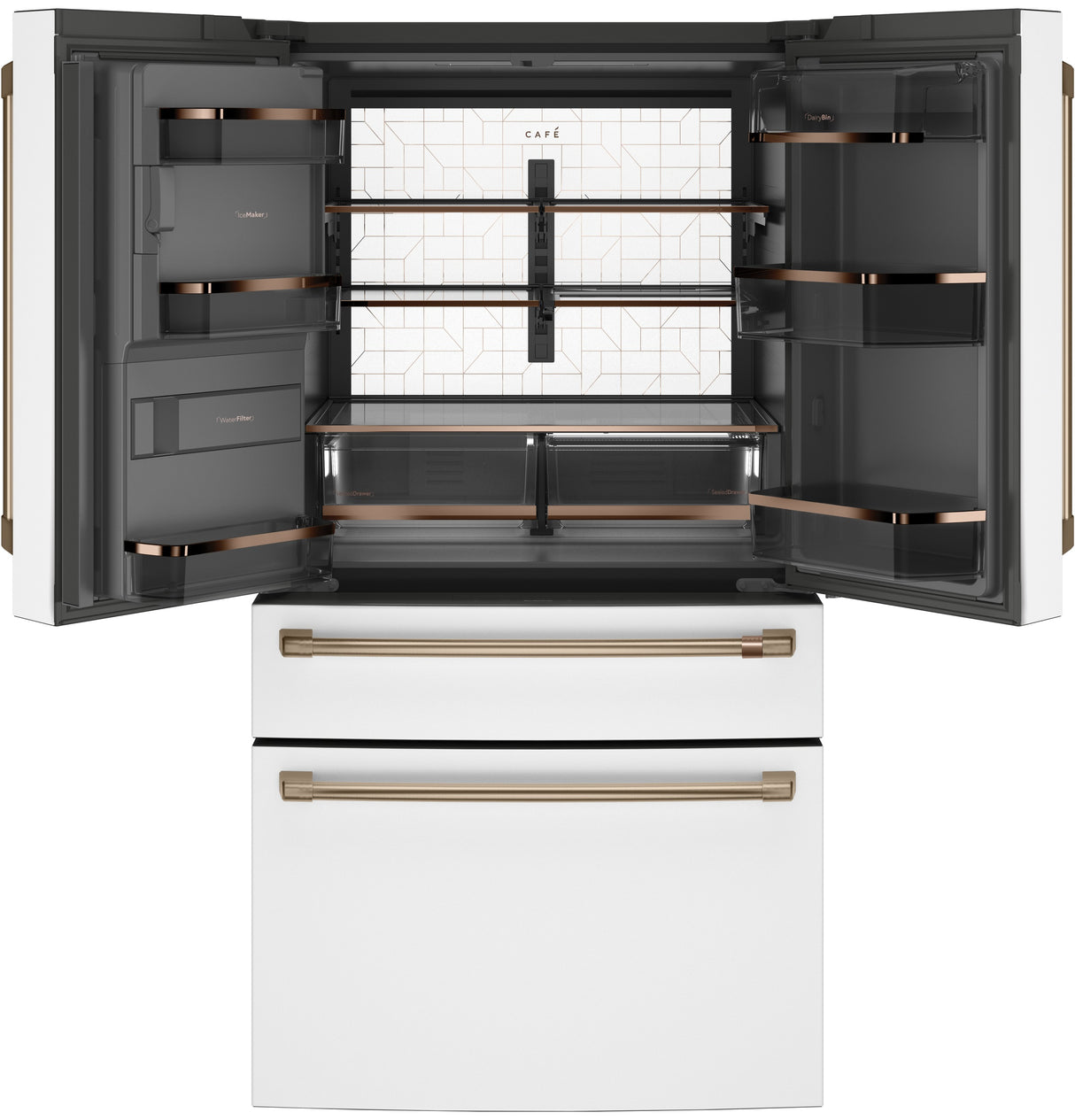 Caf(eback)(TM) ENERGY STAR(R) 22.3 Cu. Ft. Smart Counter-Depth 4-Door French-Door Refrigerator - (CXE22DP4PW2)