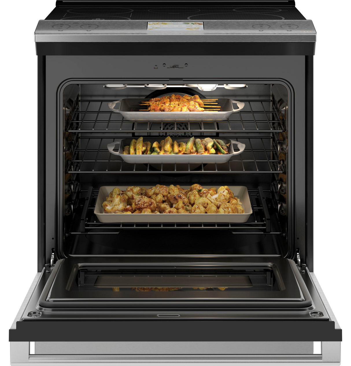 Caf(eback)(TM) 30" Smart Slide-In, Front-Control, Induction and Convection Range with In-Oven Camera in Platinum Glass - (CHS90XM2NS5)