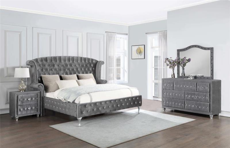 Deanna 4-piece Tufted California King Bedroom Set Grey - (205101KWS4)