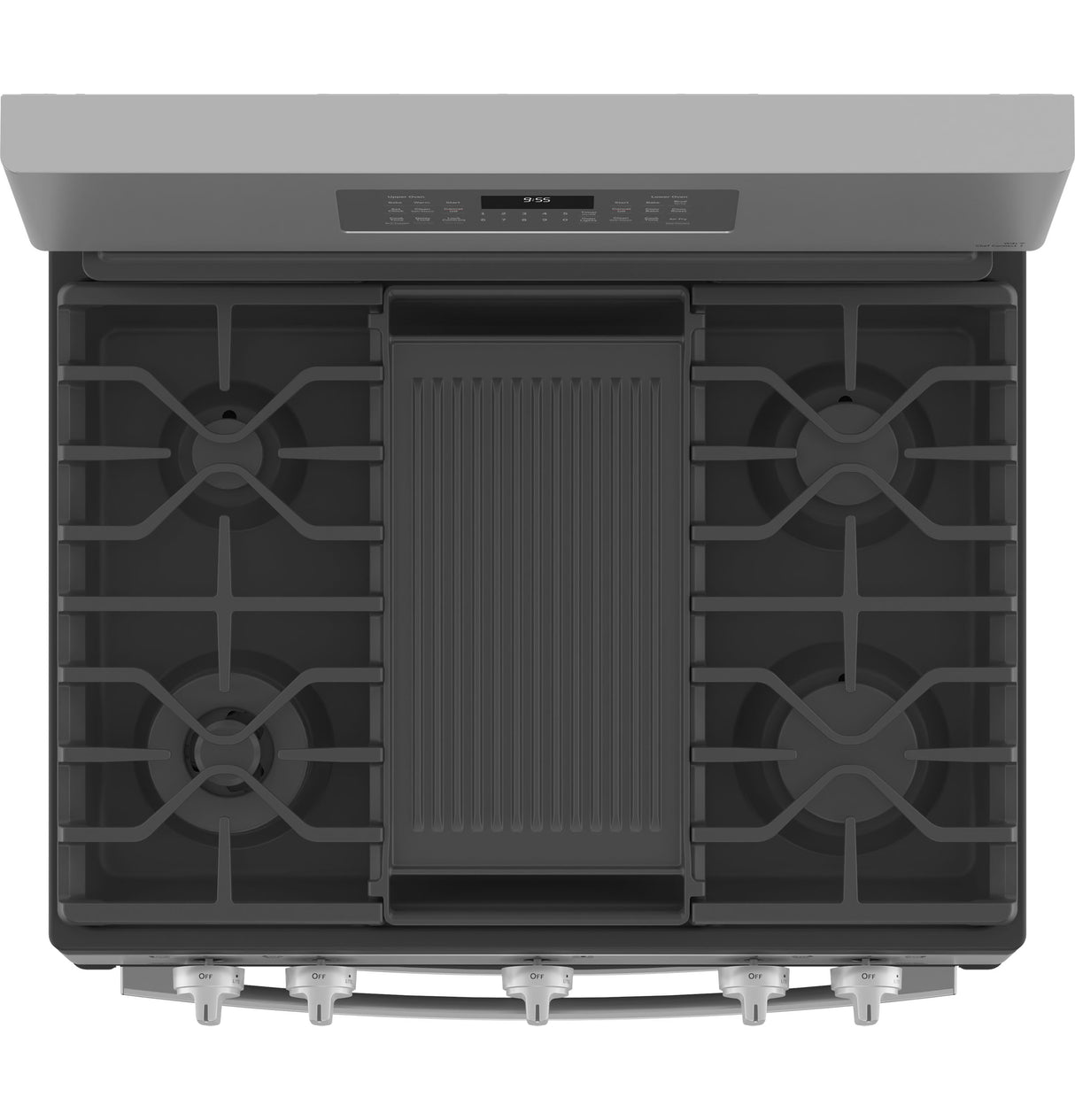 GE Profile(TM) 30" Free-Standing Gas Double Oven Convection Fingerprint Resistant Range with No Preheat Air Fry - (PGB965YPFS)