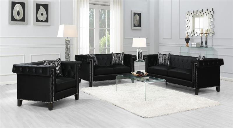 Reventlow Formal Black Three-piece Living Room Set - (505817S3)