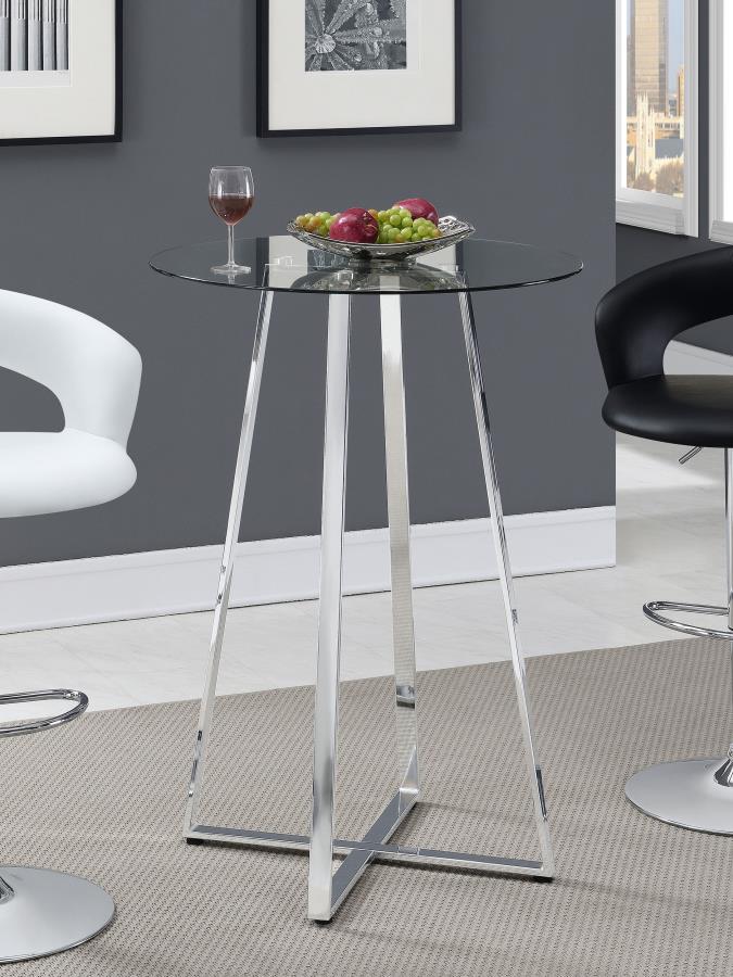 Zanella Glass Top Bar Table Chrome - (100026)