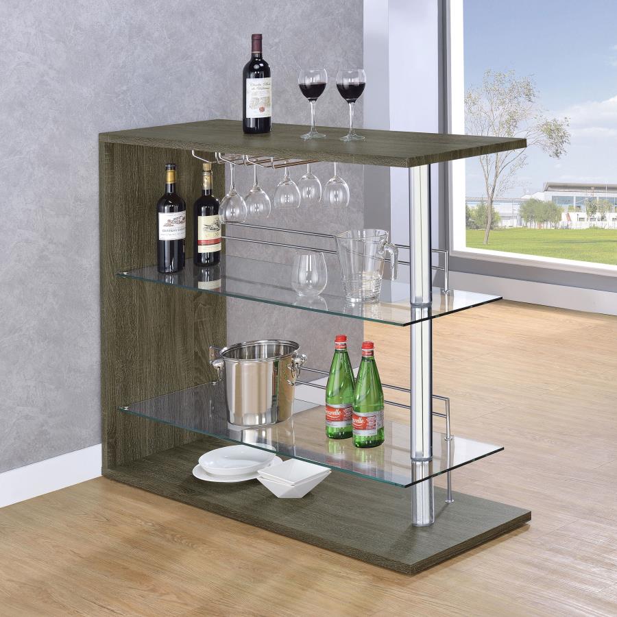 Prescott Rectangular 2-shelf Bar Unit Grey - (100156)