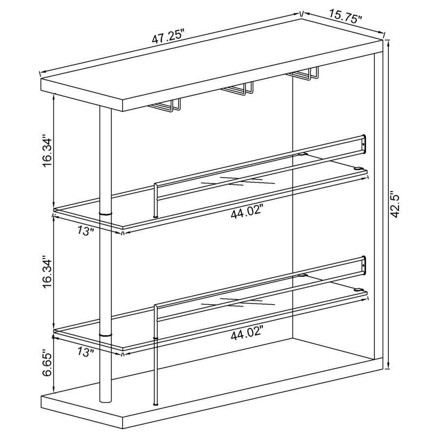 Prescott Rectangular 2-shelf Bar Unit Grey - (100156)