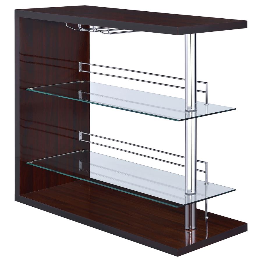 Prescott Rectangular 2-shelf Bar Unit Glossy Cappuccino - (100166)