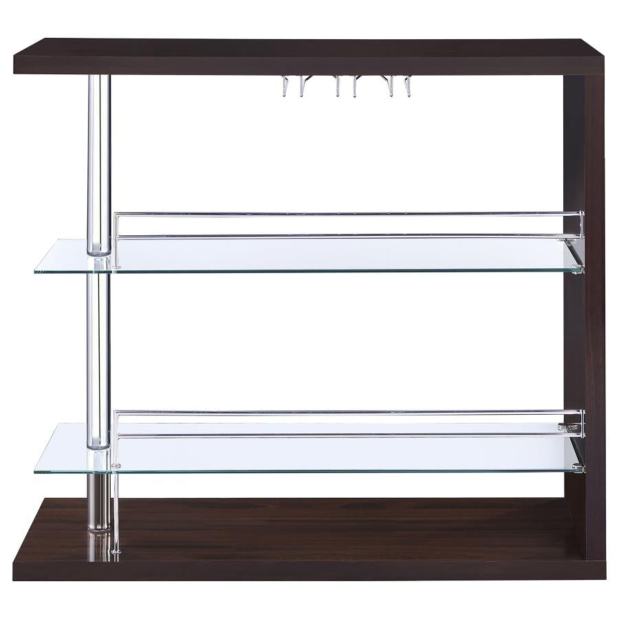 Prescott Rectangular 2-shelf Bar Unit Glossy Cappuccino - (100166)