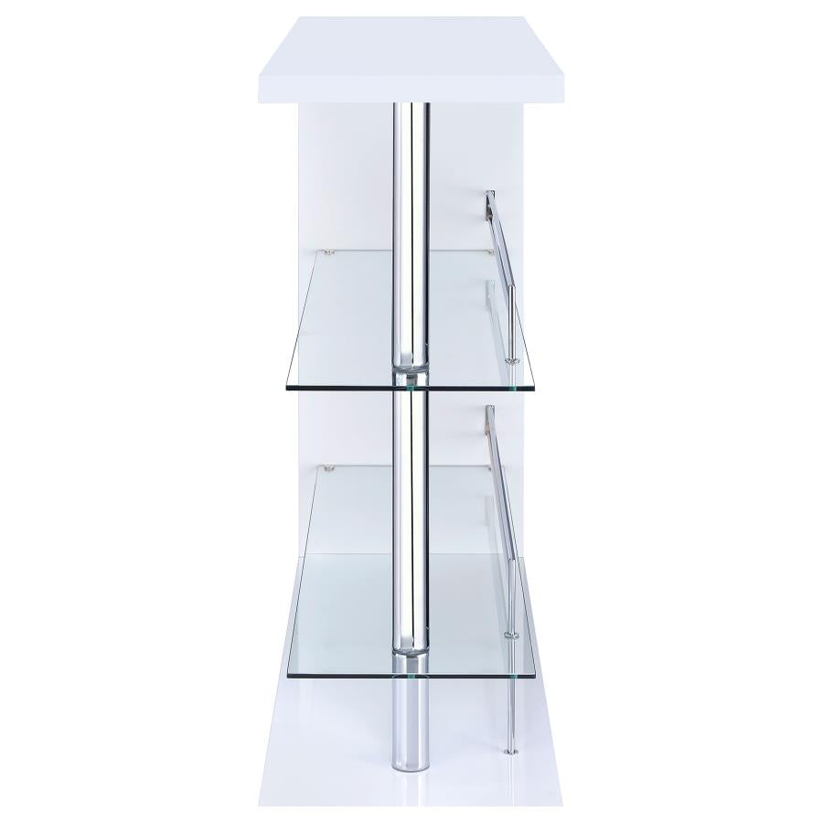 Prescott Rectangular 2-shelf Bar Unit Glossy White - (100167)